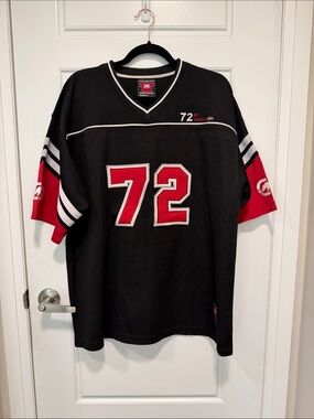 ECKO UNLTD Men's Black & Red Number 72 Athletic Jersey Shirt large